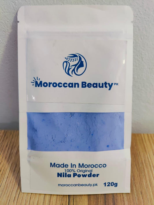 Moroccan Blue Face Mask Powder (Nila Powder) – Deep Cleansing & Skin Brightening (120g)